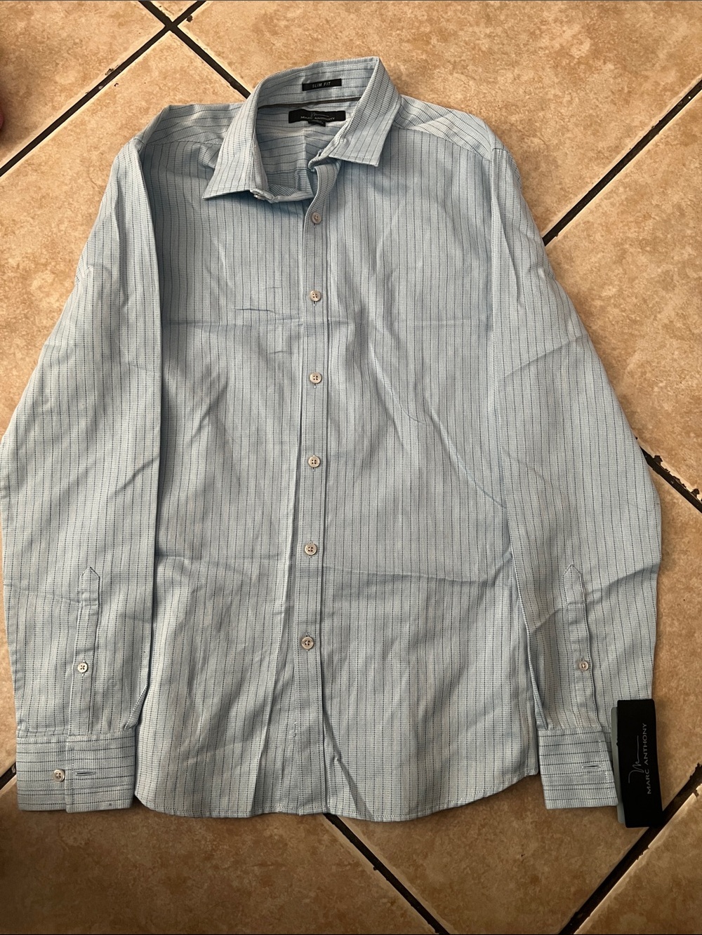 Marc Anthony Light Blue Pinstripe Men's Dress Shirt
